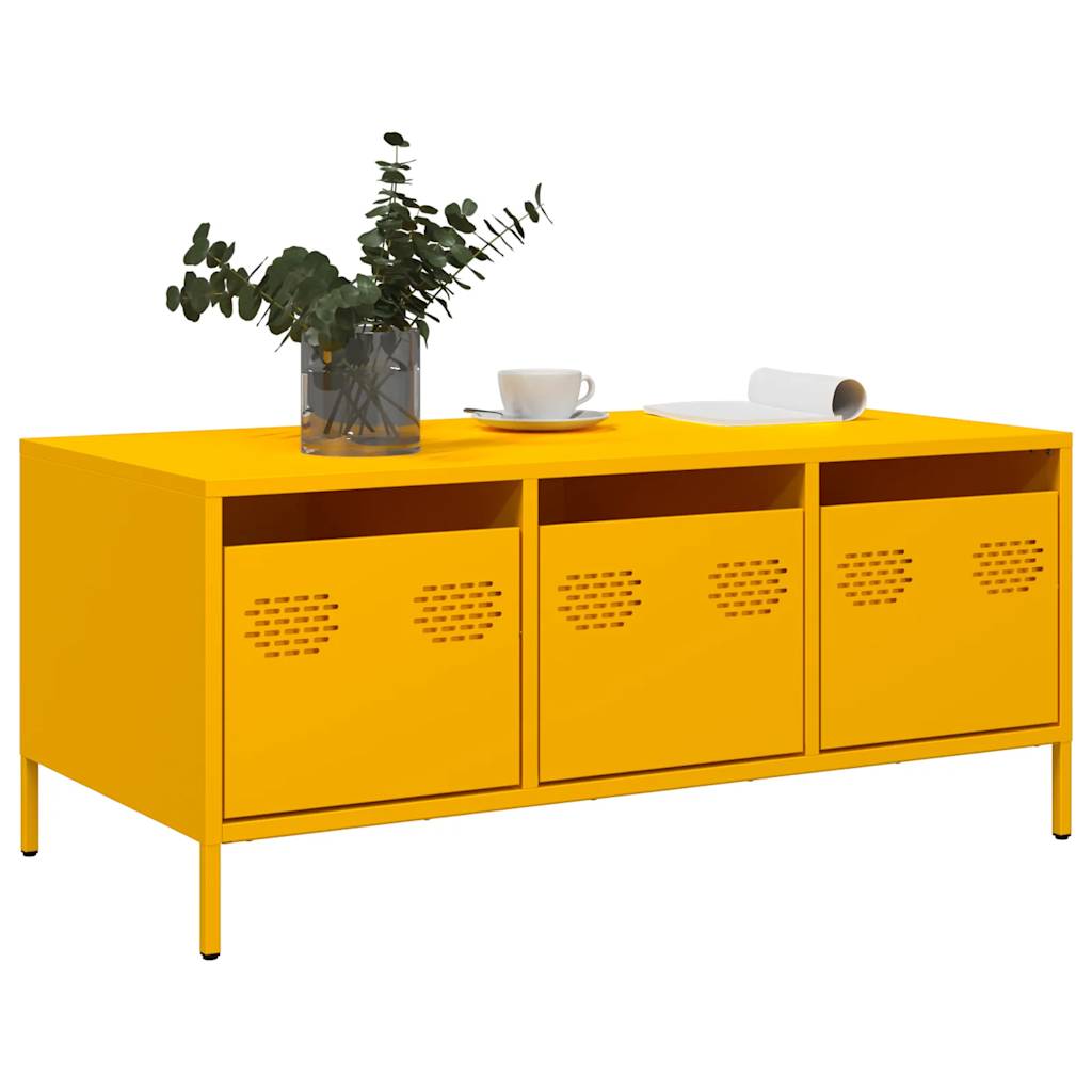 Coffee Table Mustard Yellow 101,5x50x43,5 cm Cold-rolled Steel