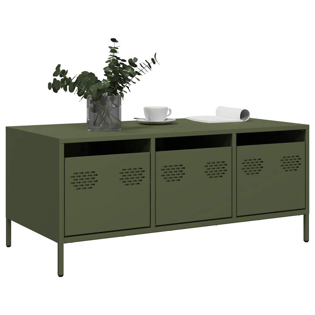 Coffee Table Olive Green 101,5x50x43,5 cm Cold-rolled Steel