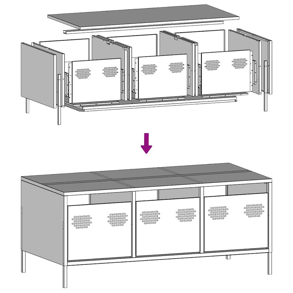 Coffee Table White 101,5x50x43,5 cm Cold-rolled Steel