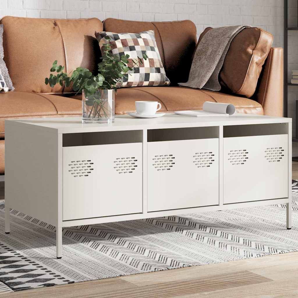 Coffee Table White 101,5x50x43,5 cm Cold-rolled Steel