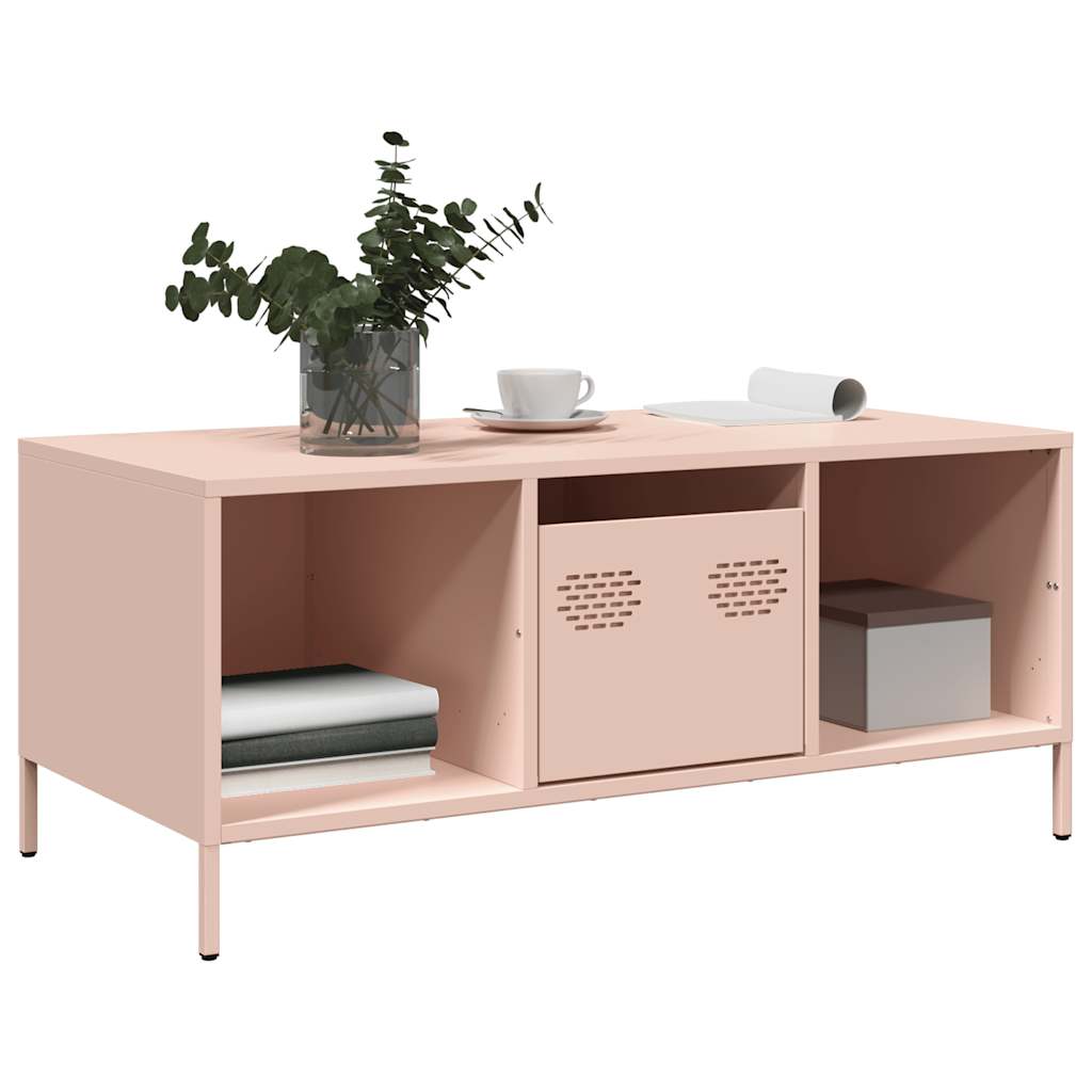 Coffee Table Pink 101,5x50x43,5 cm Cold-rolled Steel
