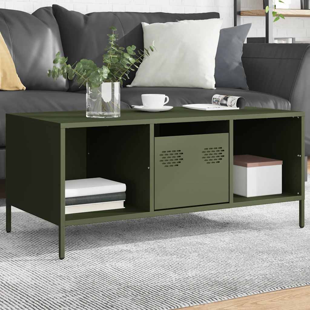 Coffee Table Olive Green 101,5x50x43,5 cm Cold-rolled Steel