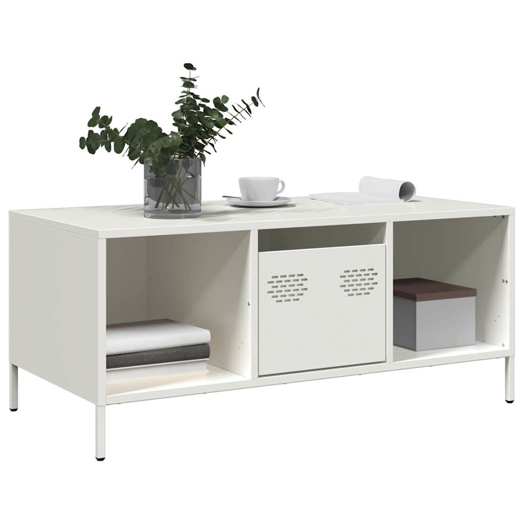 Coffee Table White 101,5x50x43,5 cm Cold-rolled Steel
