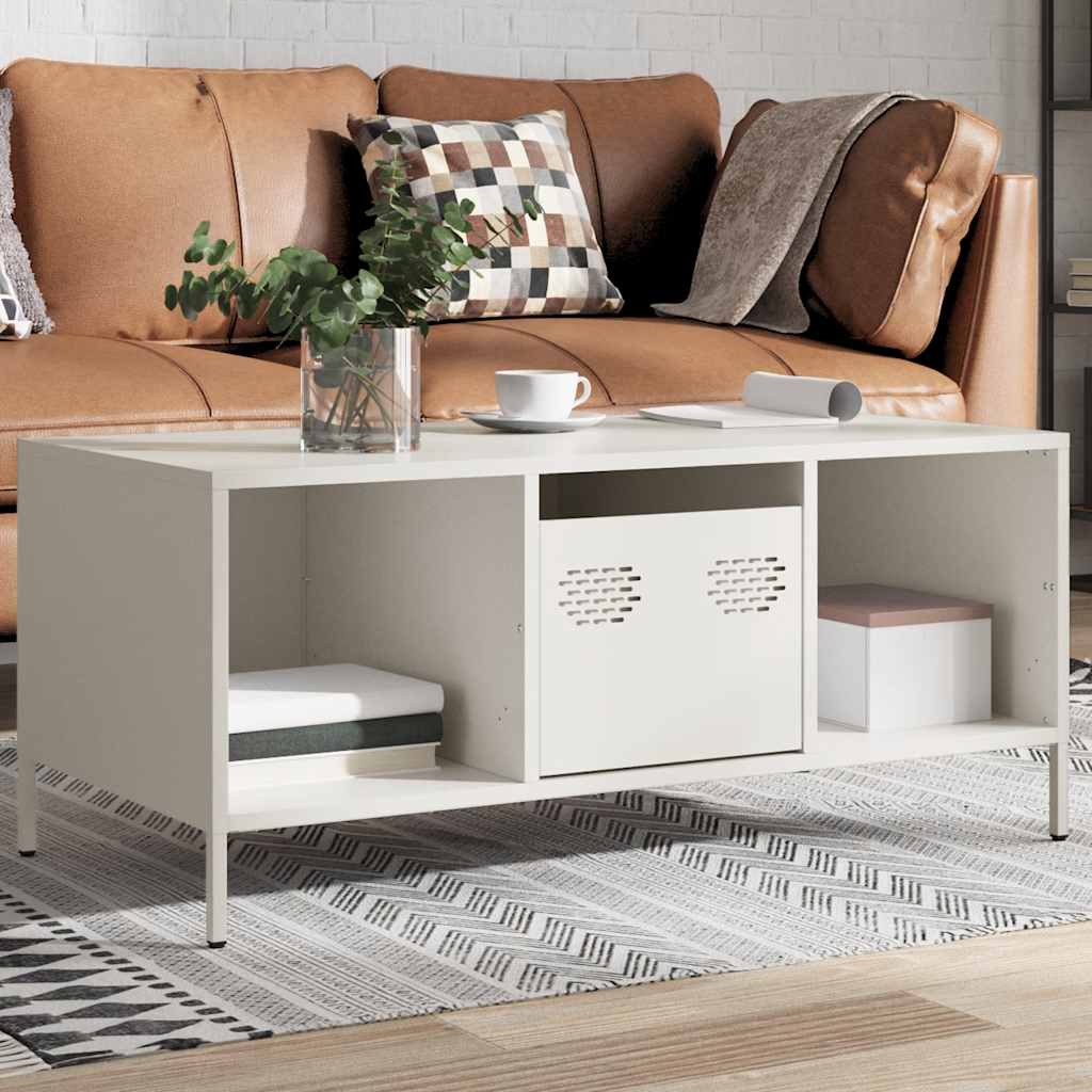 Coffee Table White 101,5x50x43,5 cm Cold-rolled Steel