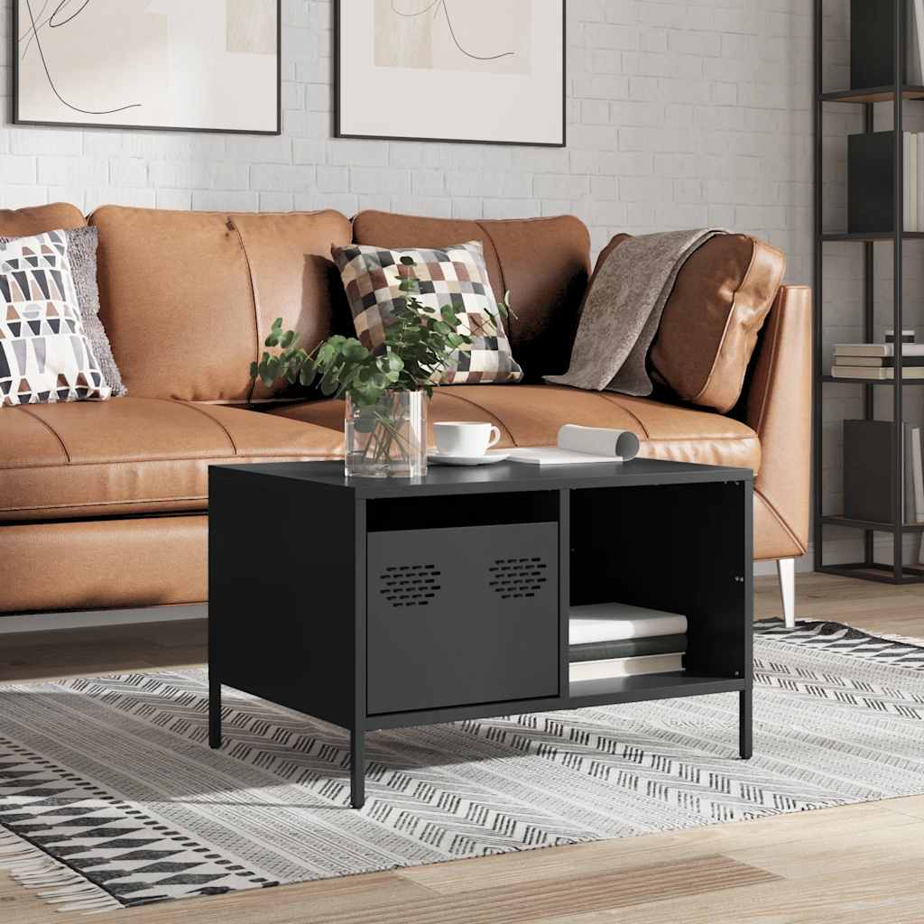 Coffee Table Black 68,5x50x43,5 cm Cold-rolled Steel