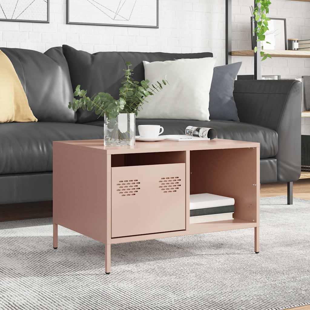Coffee Table Pink 68,5x50x43,5 cm Cold-rolled Steel