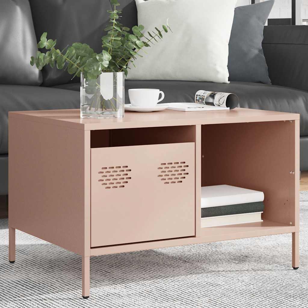 Coffee Table Pink 68,5x50x43,5 cm Cold-rolled Steel