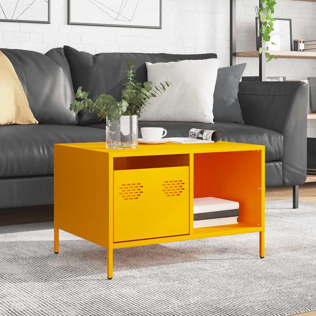 Coffee Table Mustard Yellow 68,5x50x43,5 cm Cold-rolled Steel