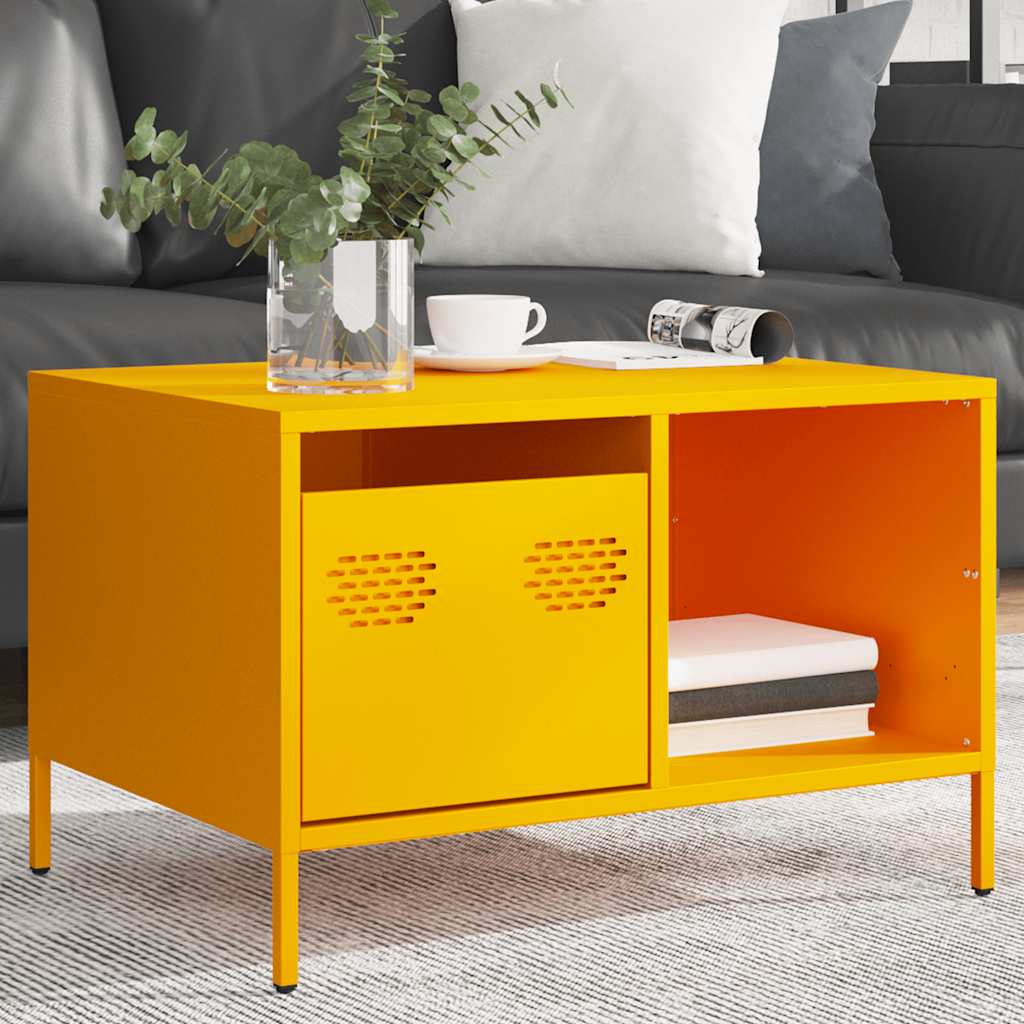 Coffee Table Mustard Yellow 68,5x50x43,5 cm Cold-rolled Steel