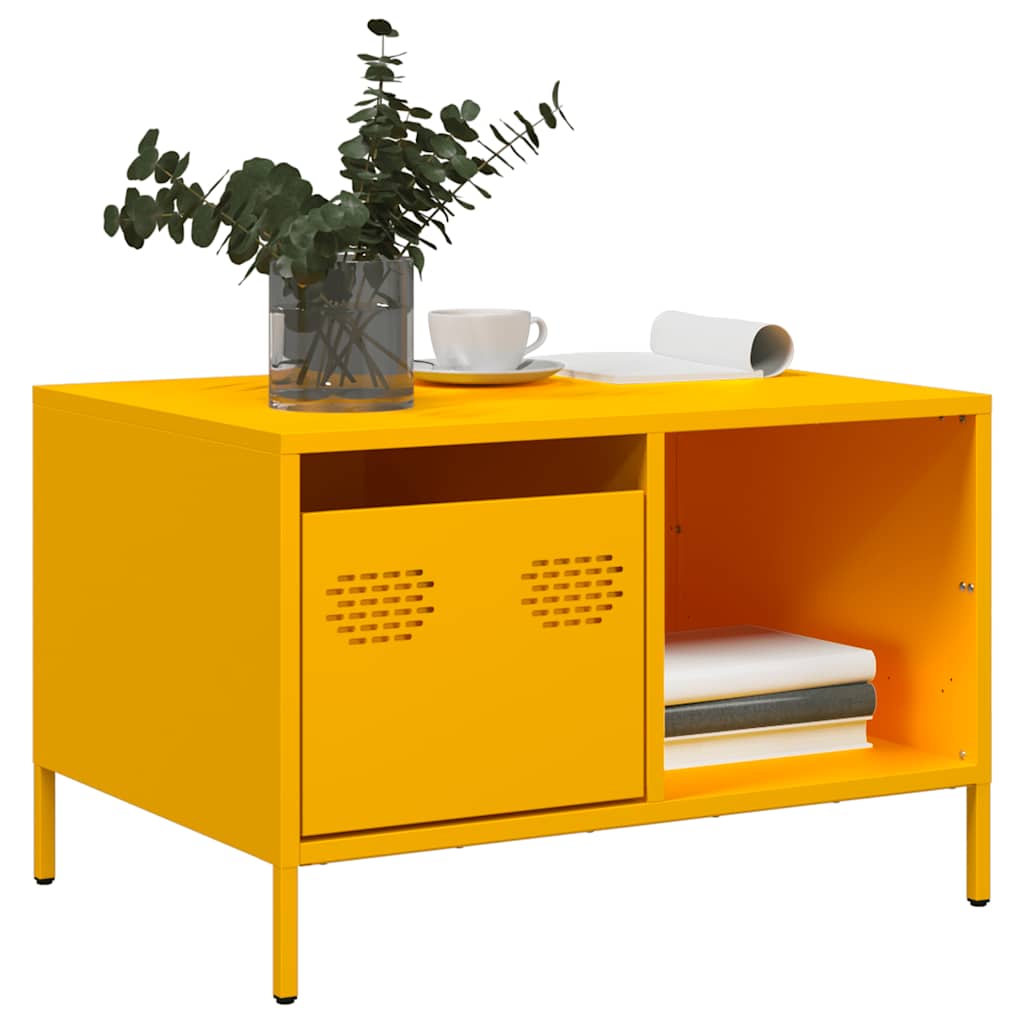 Coffee Table Mustard Yellow 68,5x50x43,5 cm Cold-rolled Steel