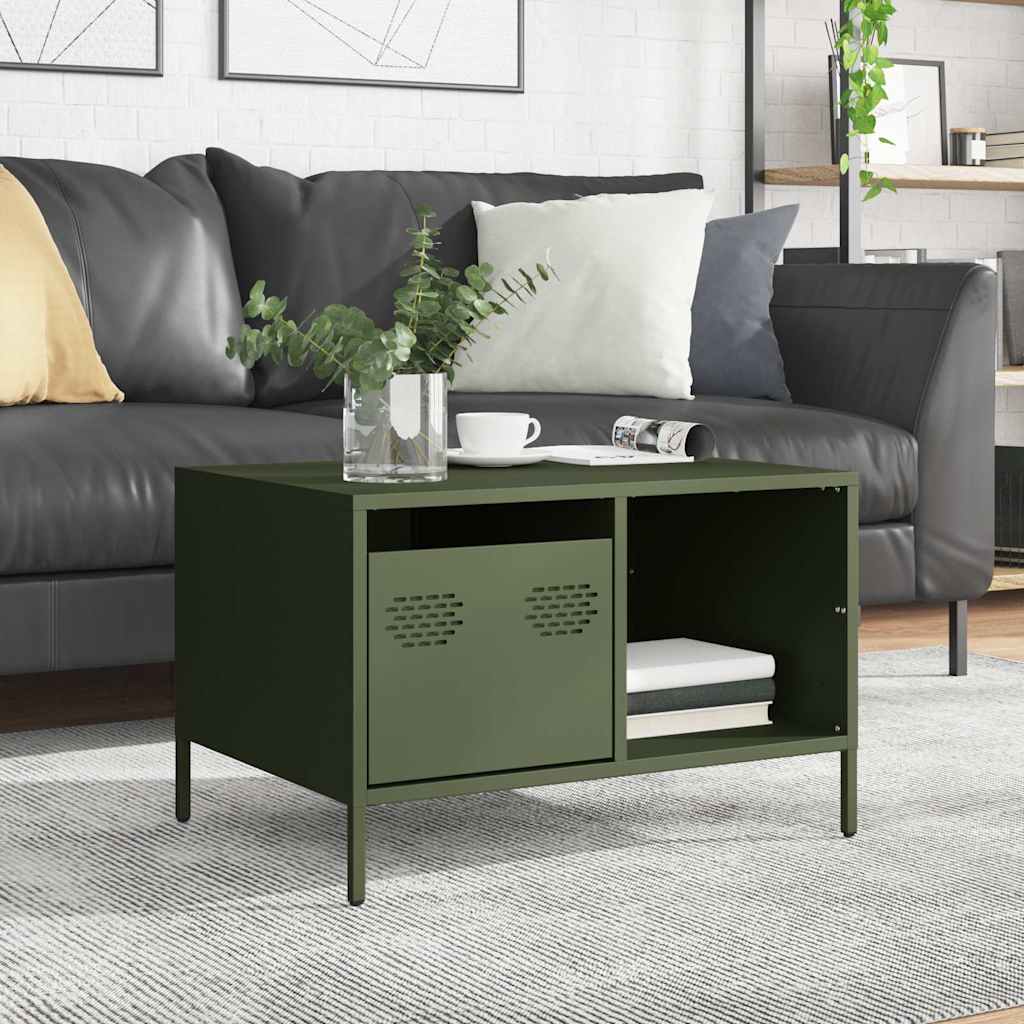 Coffee Table Olive Green 68,5x50x43,5 cm Cold-rolled Steel