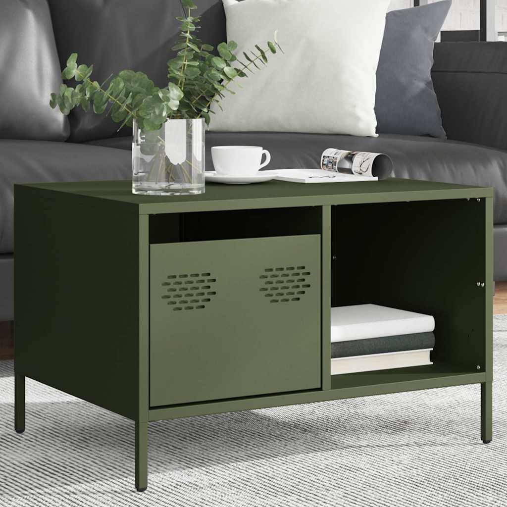 Coffee Table Olive Green 68,5x50x43,5 cm Cold-rolled Steel
