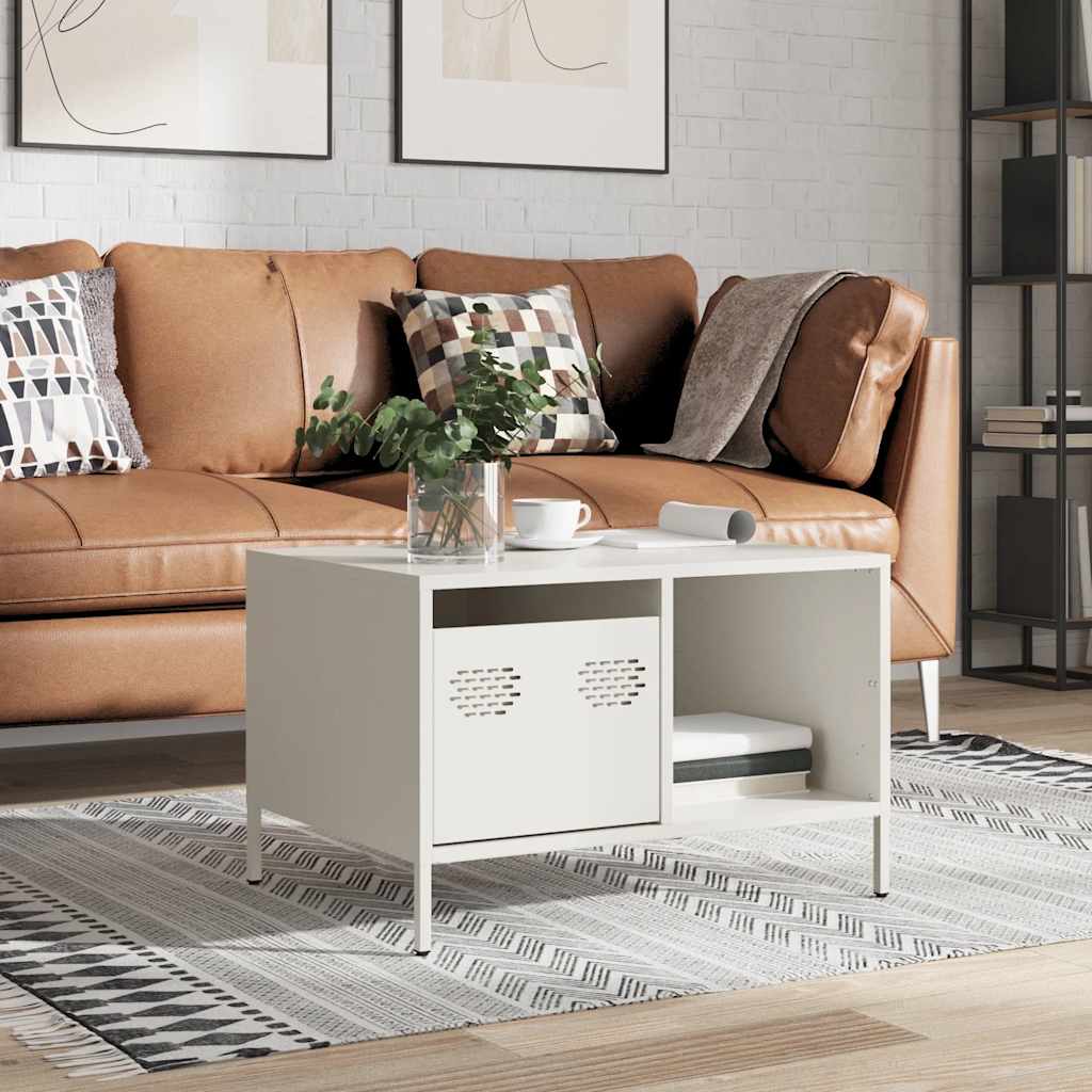 Coffee Table White 68,5x50x43,5 cm Cold-rolled Steel