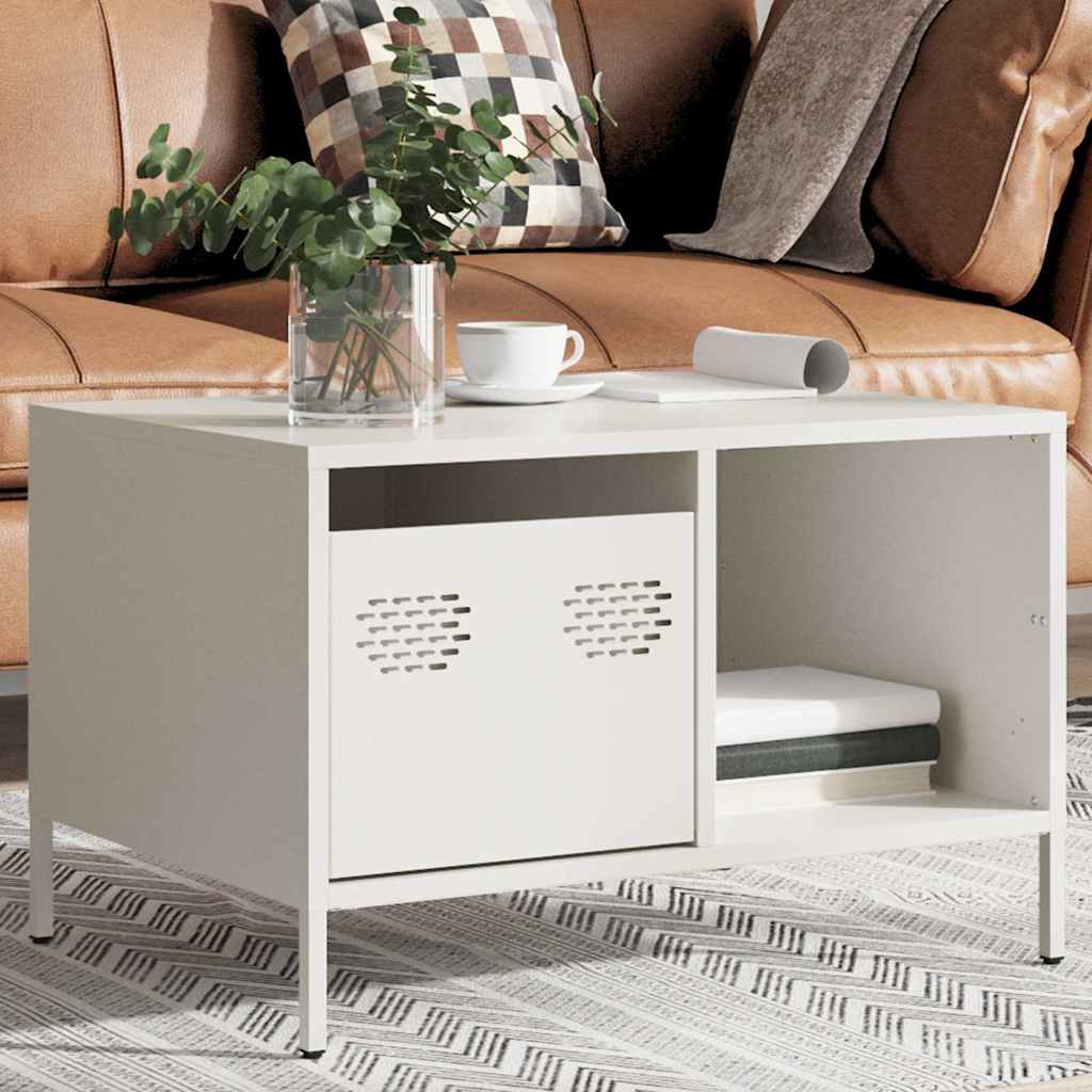 Coffee Table White 68,5x50x43,5 cm Cold-rolled Steel