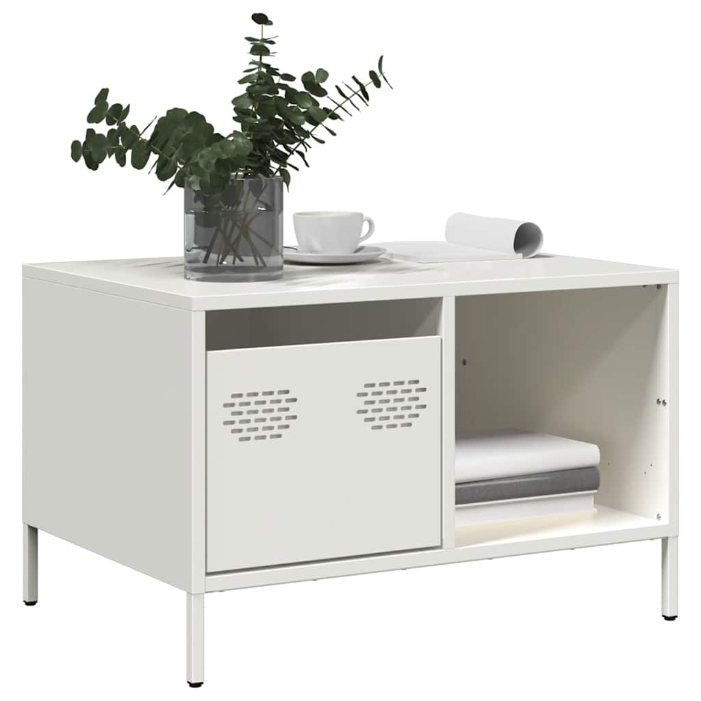 Coffee Table White 68,5x50x43,5 cm Cold-rolled Steel