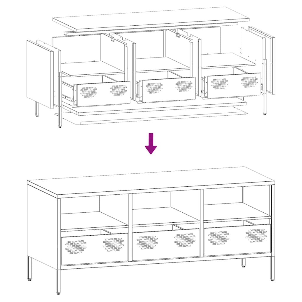TV Cabinet White 101,5x39x43,5 cm Cold-rolled Steel