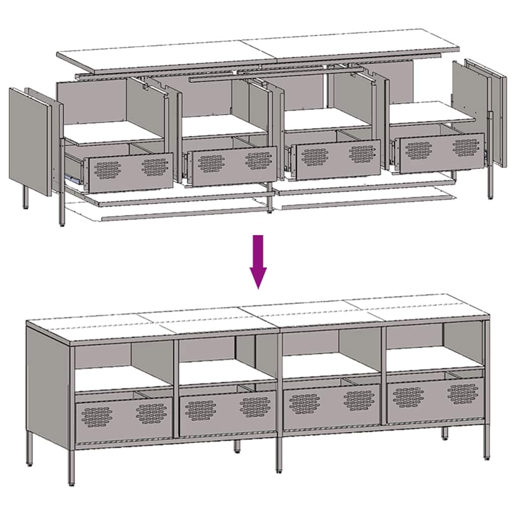 TV Cabinet White 135x39x43,5 cm Cold-rolled Steel