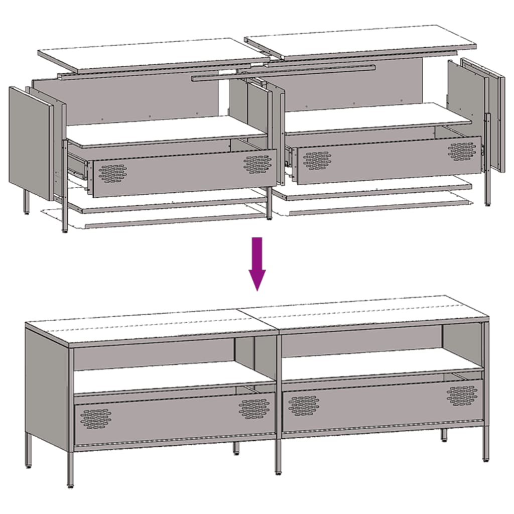 TV Cabinet Black 135x39x43,5 cm Cold-rolled Steel