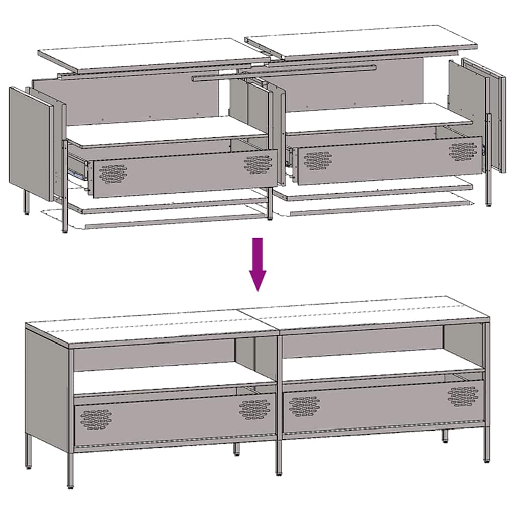 TV Cabinet White 135x39x43,5 cm Cold-rolled Steel