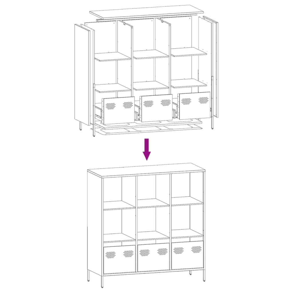 Highboard Black 101.5x39x103.5 cm Steel