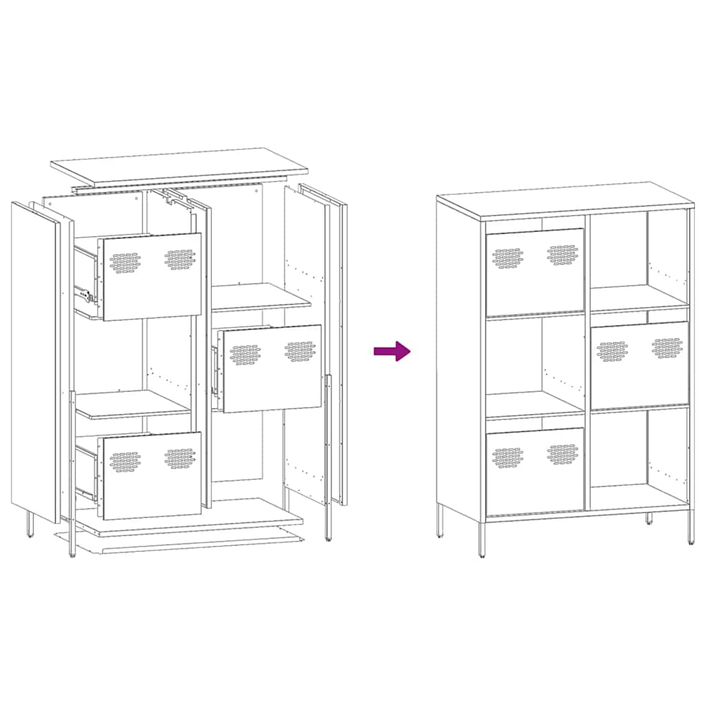 Highboard Black 68x39x103,5 cm Steel
