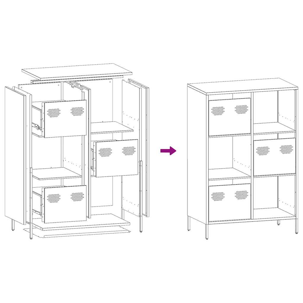 Highboard Mustard Yellow 68x39x103,5 cm Steel