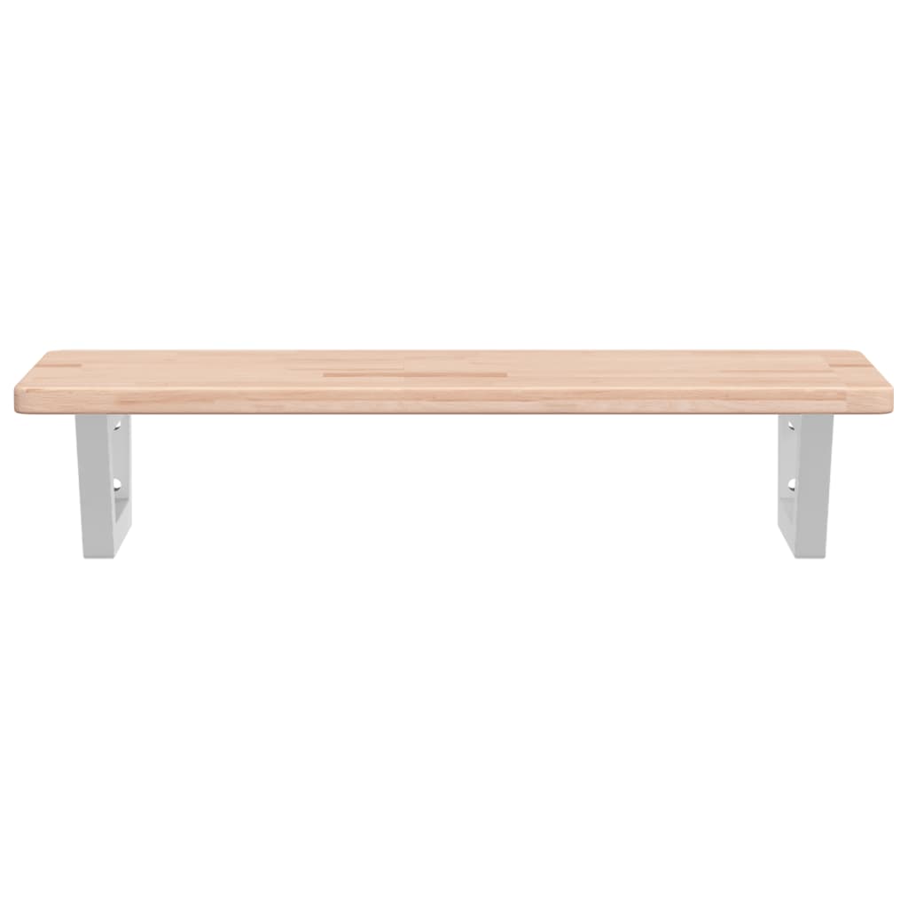 Basin Shelf Wall Mounted Steel and Solid Wood Oak