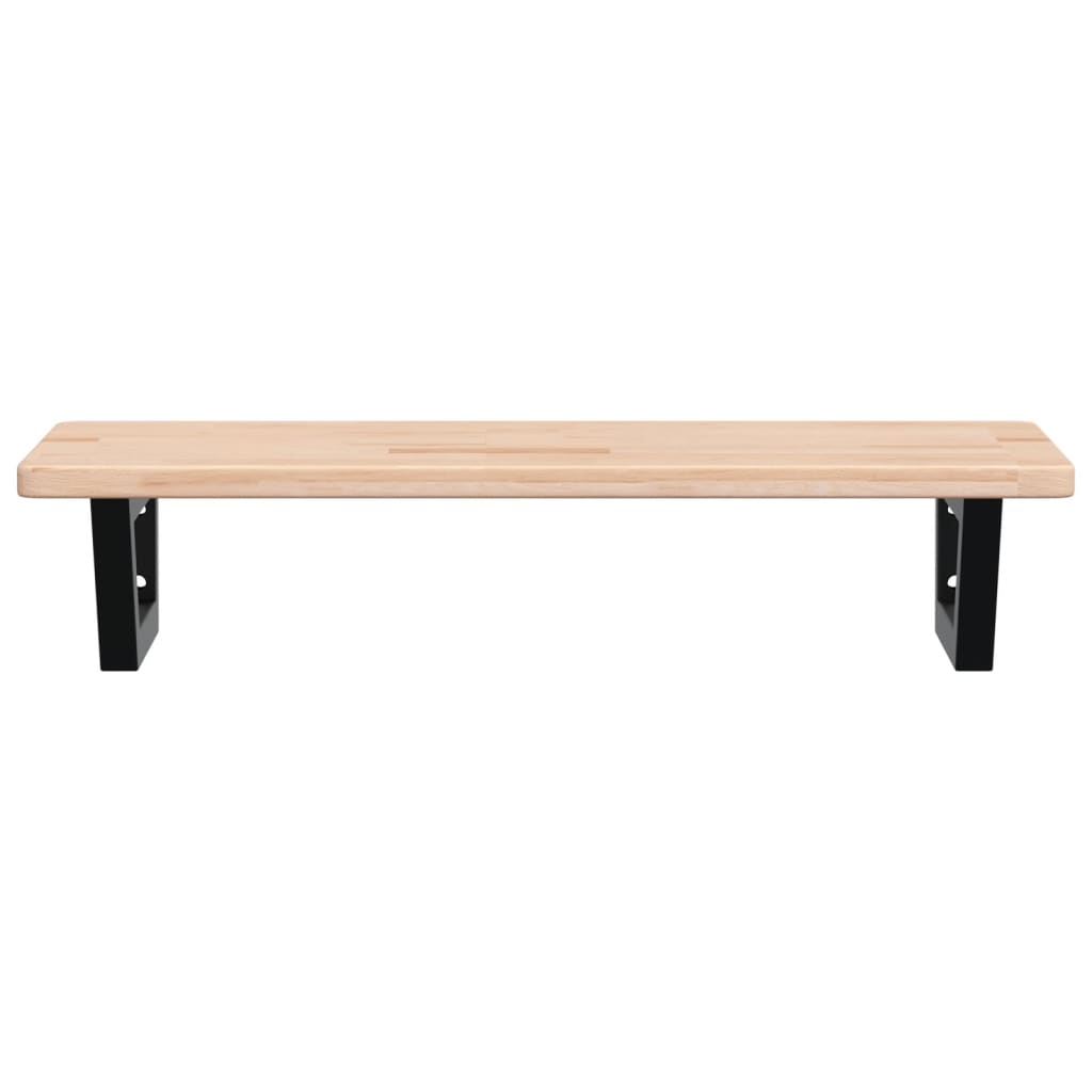 Basin Shelf Wall Mounted Steel and Solid Wood Oak
