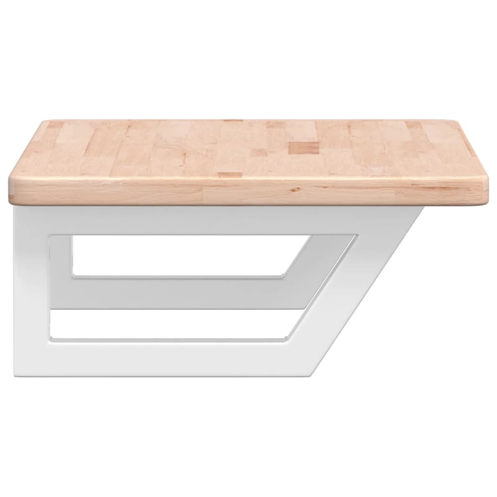 Basin Shelf Wall Mounted Steel and Solid Wood Oak