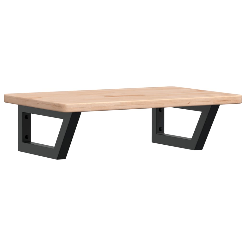 Basin Shelf Wall Mounted Steel and Solid Wood Oak