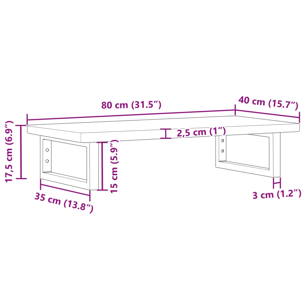 Basin Shelf Wall Mounted Steel and Solid Wood Oak