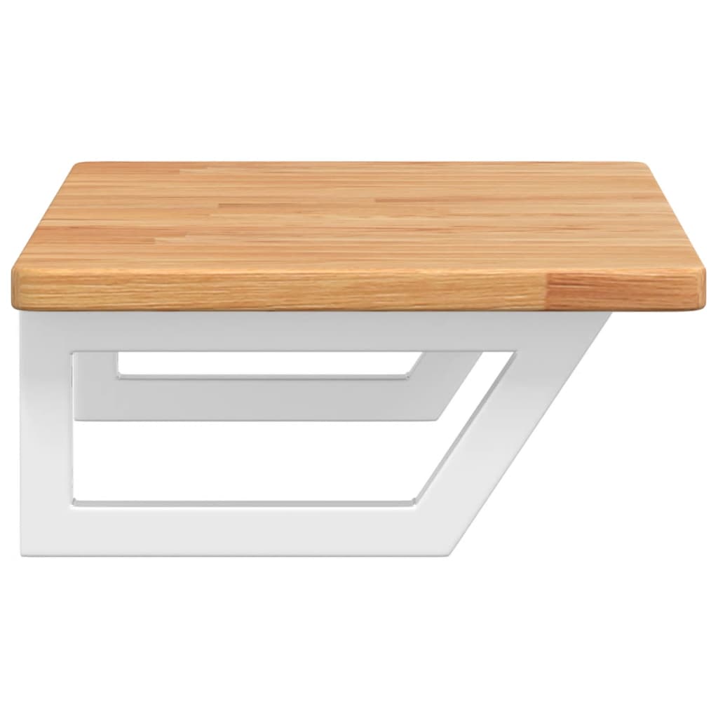Basin Shelf Wall Mounted Steel and Solid Wood Oak