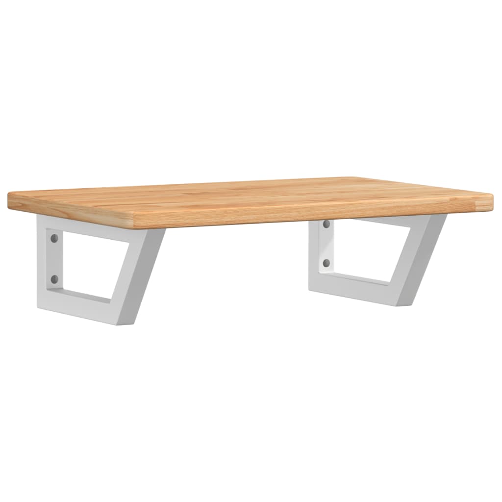 Basin Shelf Wall Mounted Steel and Solid Wood Oak