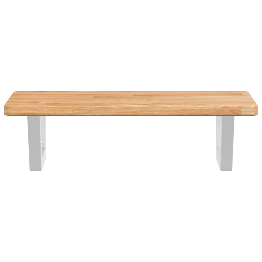 Basin Shelf Wall Mounted Steel and Solid Wood Oak