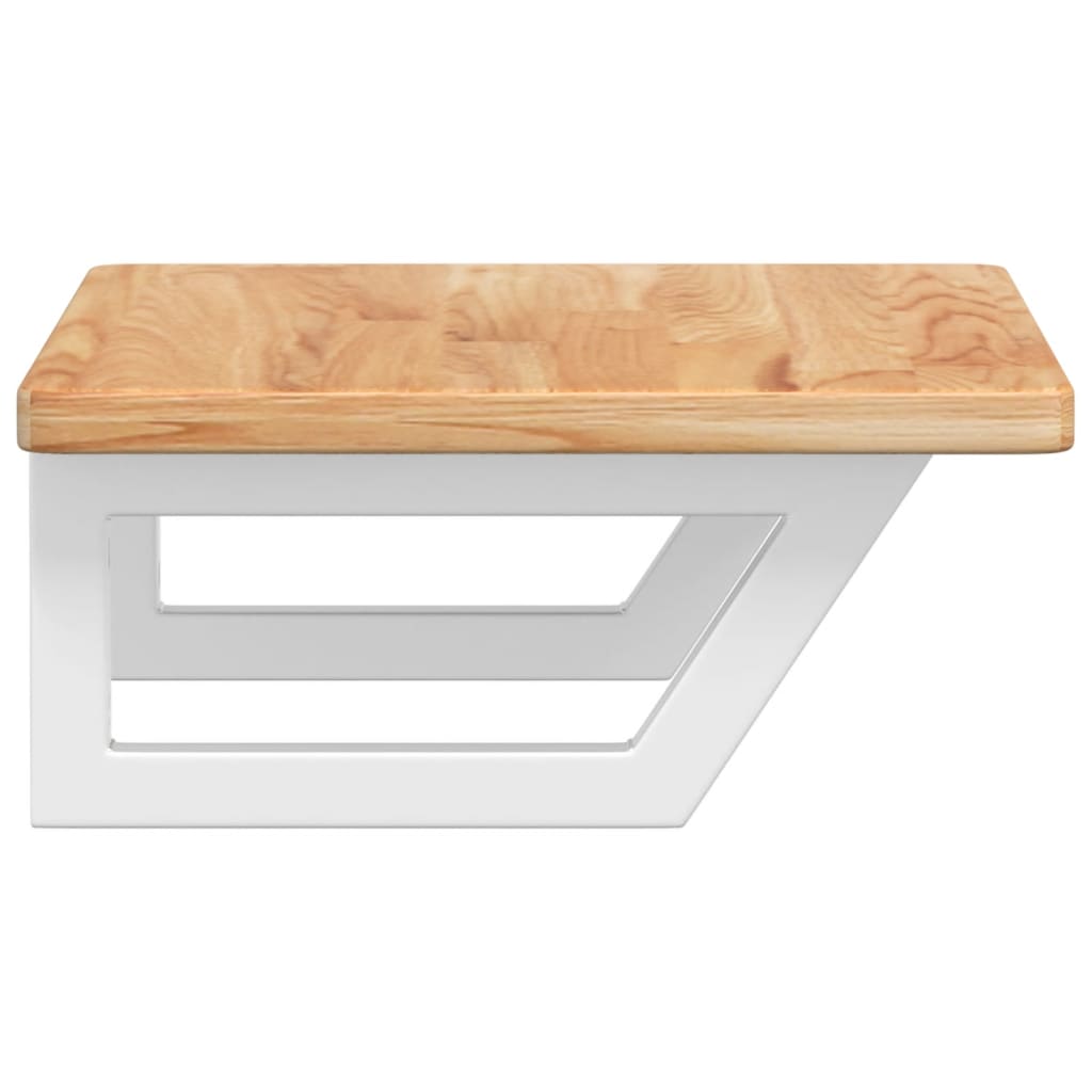 Basin Shelf Wall Mounted Steel and Solid Wood Oak