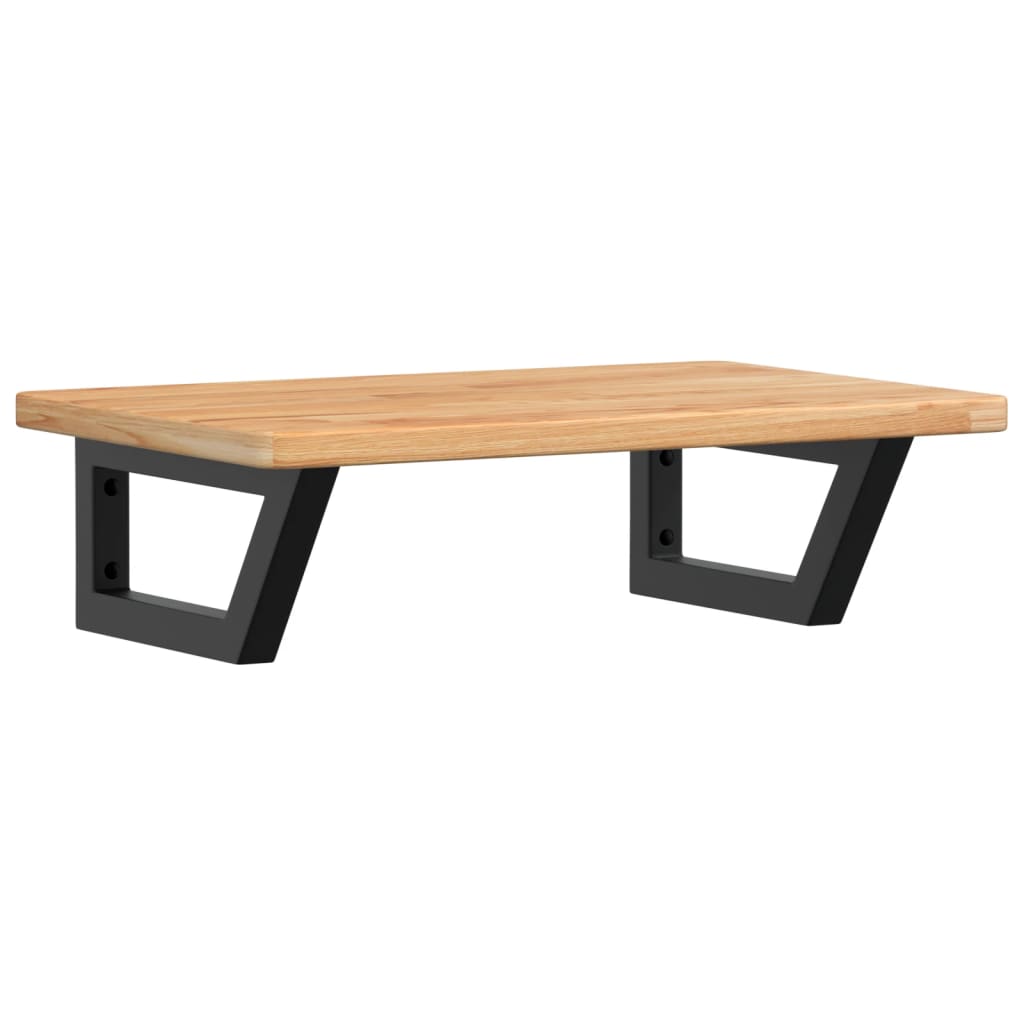 Basin Shelf Wall Mounted Steel and Solid Wood Oak