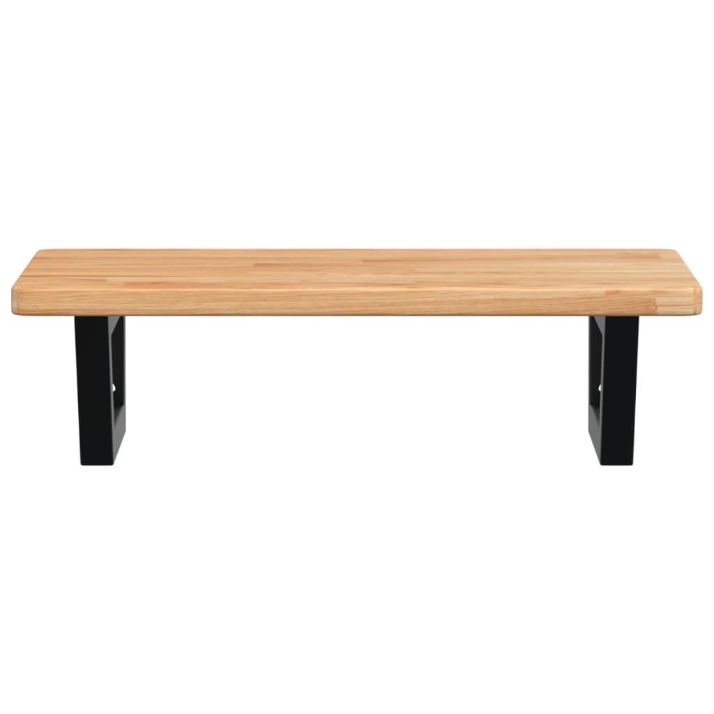 Basin Shelf Wall Mounted Steel and Solid Wood Oak