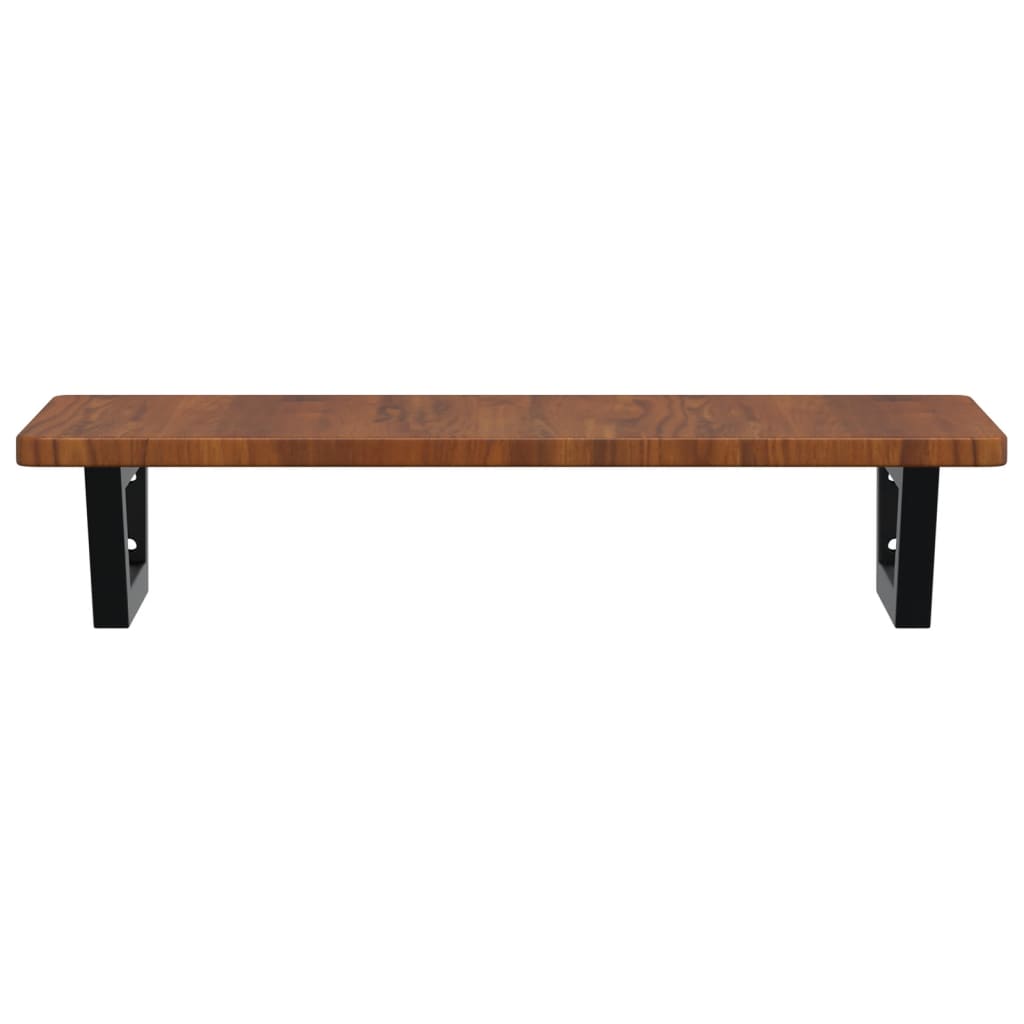 Basin Shelf Wall Mounted Steel and Solid Wood Oak