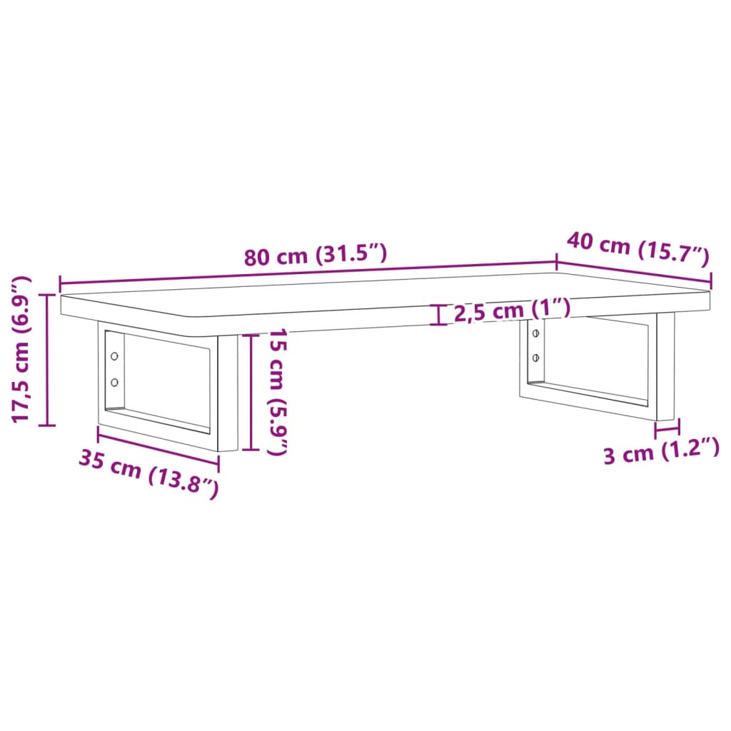 vidaXL Basin Shelf Wall Mounted Steel and Solid Wood Beech