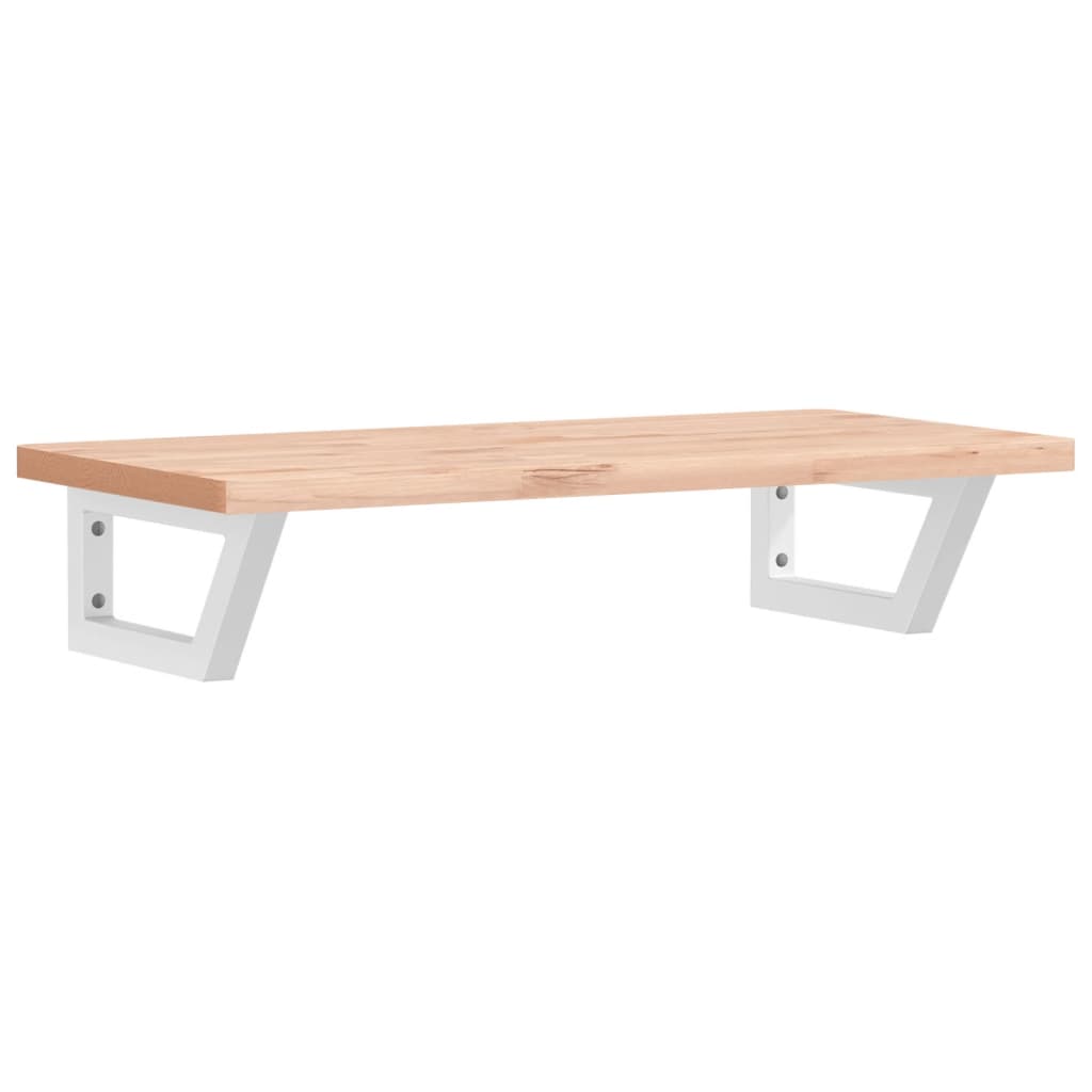 Basin Shelf Wall Mounted Steel and Solid Wood Beech