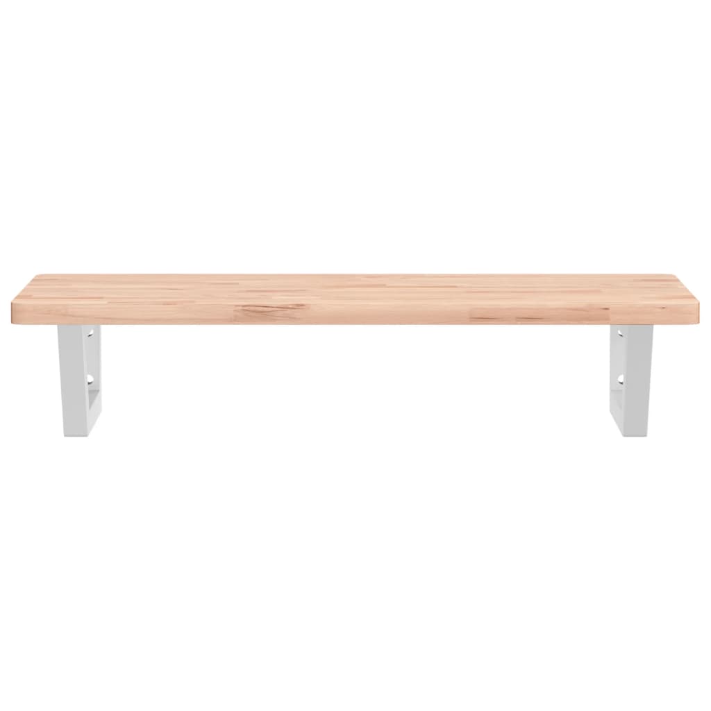 Basin Shelf Wall Mounted Steel and Solid Wood Beech