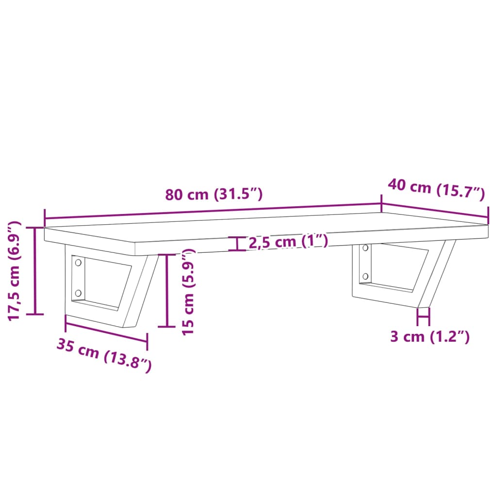 vidaXL Basin Shelf Wall Mounted Steel and Solid Wood Beech