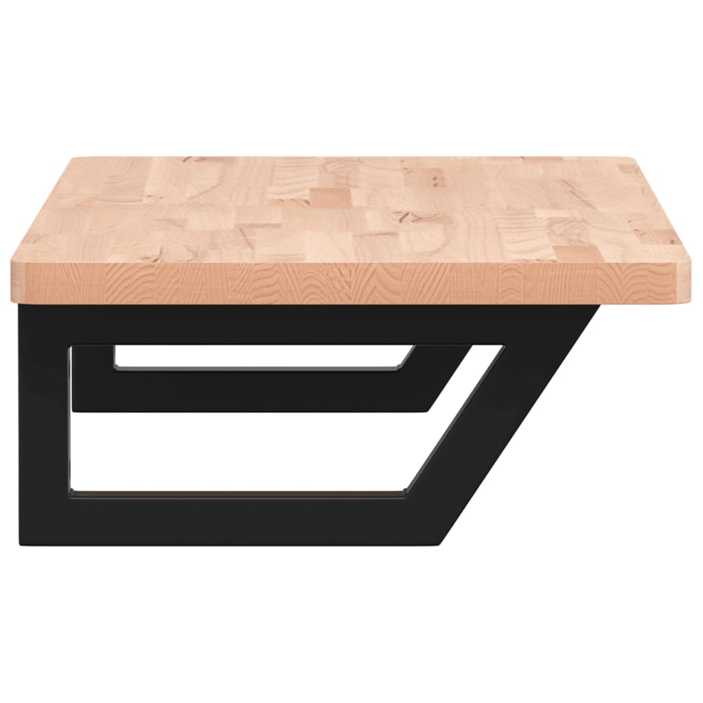 Basin Shelf Wall Mounted Steel and Solid Wood Beech