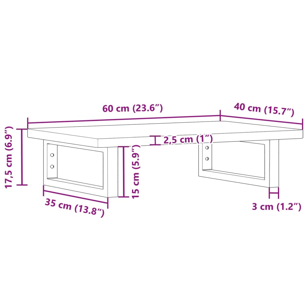 vidaXL Basin Shelf Wall Mounted Steel and Solid Wood Beech