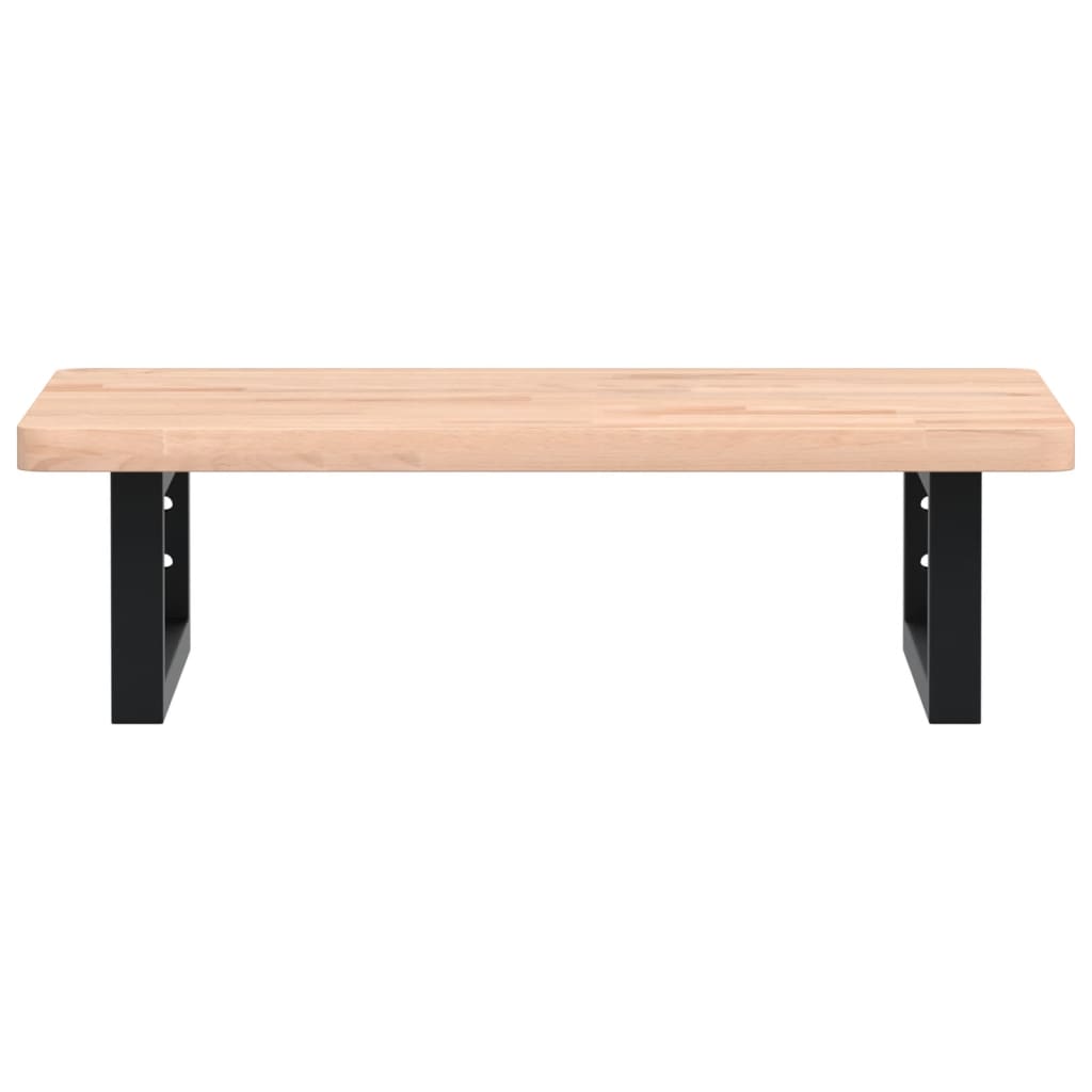 Basin Shelf Wall Mounted Steel and Solid Wood Beech