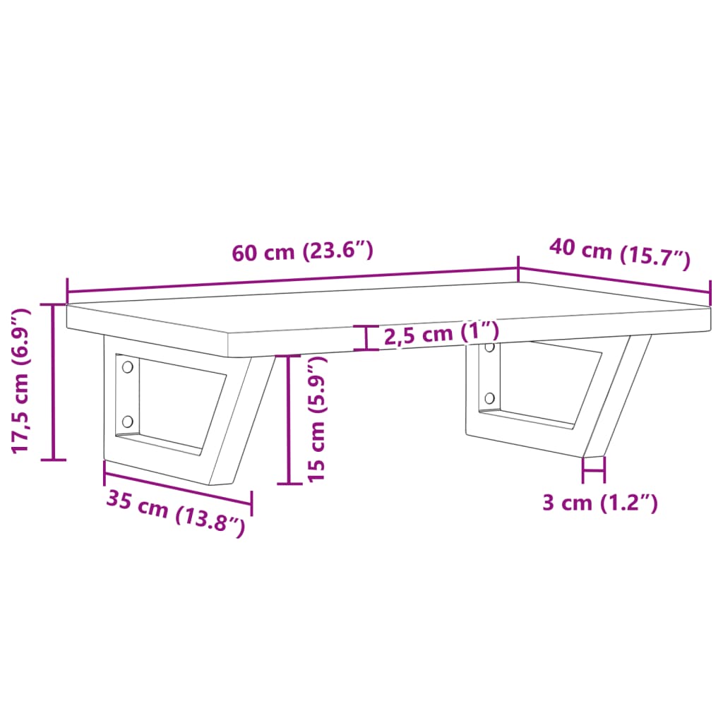 vidaXL Basin Shelf Wall Mounted Steel and Solid Wood Beech