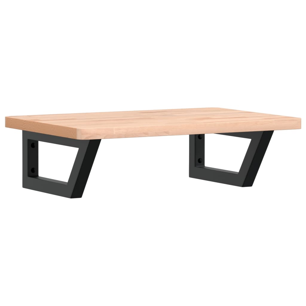 Basin Shelf Wall Mounted Steel and Solid Wood Beech