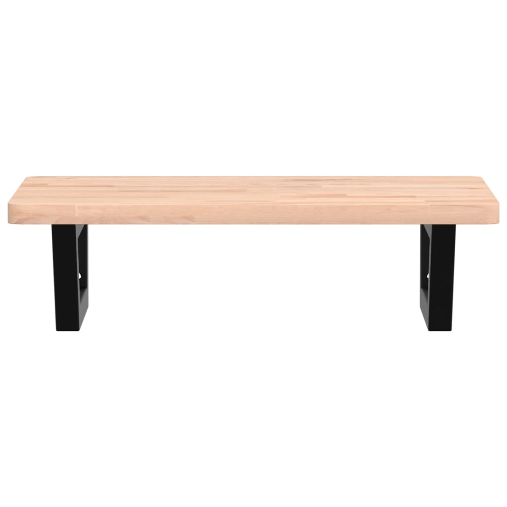Basin Shelf Wall Mounted Steel and Solid Wood Beech