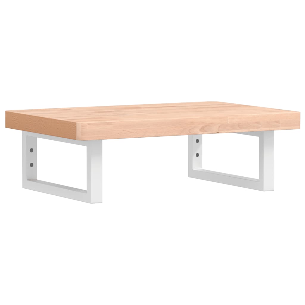 Basin Shelf Wall Mounted Steel and Solid Wood Beech
