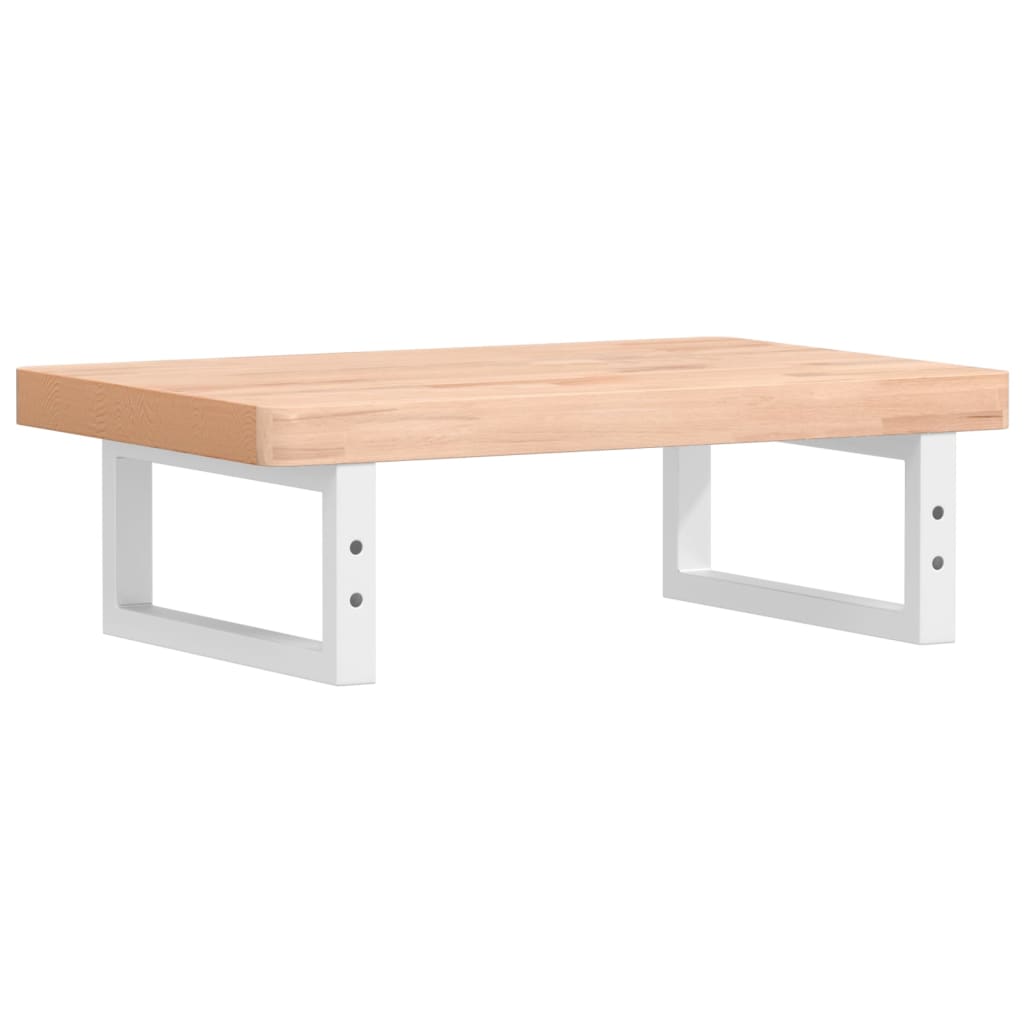 Basin Shelf Wall Mounted Steel and Solid Wood Beech